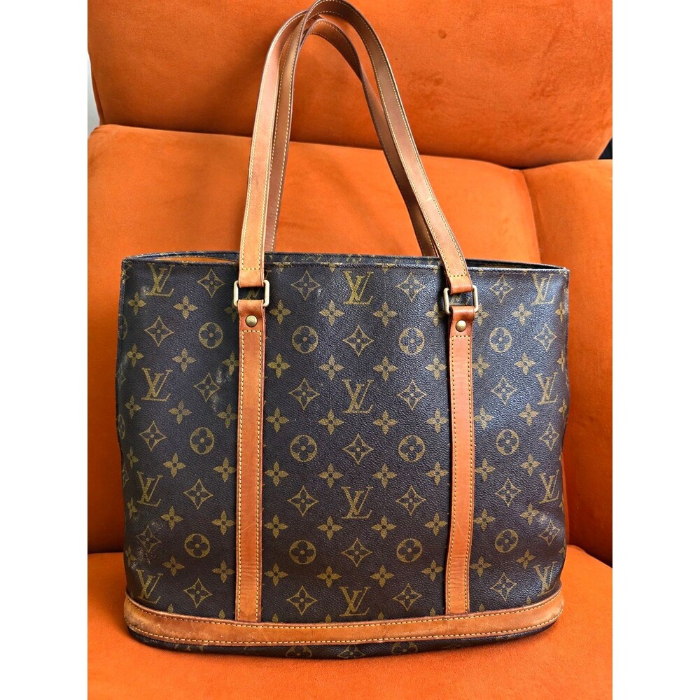 Louis Vuitton Monogram Tote Bag Brown Double Handles Zip Closure Inner Pockets